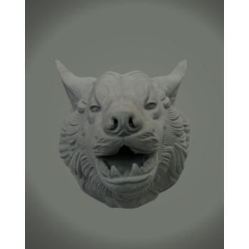 Asılabilir Gri Kurt Heykeli Ev Ofis Duvar Süslemesi Dekoratif