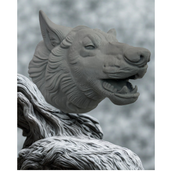 Gri Kurt Başı Figürü Duvar Tipi Dekoratif Heykel Hediyelik