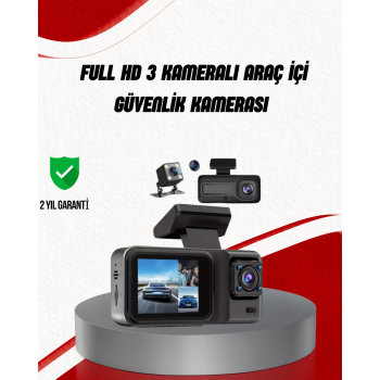 Ön Arka ve İç Kamera DashCam 360° Kapsamlı Full HD Araç Güvenlik Sistemi