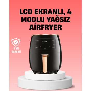 KESGİN MARKET ® 2400W Güçlü Airfryer 6L Yağsız Sağlıklı Pişirici LCD Dokunmatik