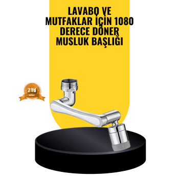 KESGİN MARKET ® 1080° Dönebilen Musluk Başlığı 2 Su Modlu Ayarlanabilir Esnek Tasarım