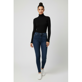 Kadın Siyah Boğazlı Triko Kazak