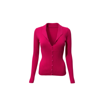 Fitilli V Yaka Düğmeli Kadın Triko Hırka - Pembe