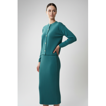 Kadın Hırka Elbise İkili Takım - Turkuaz