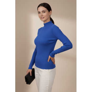 Kadın Mavi Balıkçı Yaka Bluz