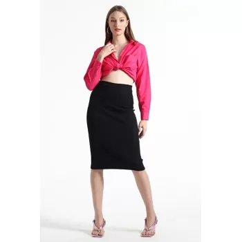 Kadın Siyah Kaşkorse Kalem Etek