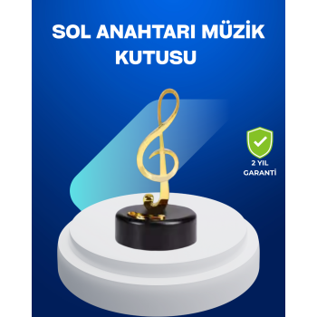 KESGİN MARKET®Sol Anahtarı Figürlü Dönen Müzik Kutusu Altın Renk Dekoratif