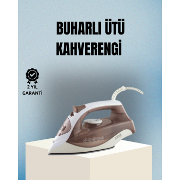KESGİN MARKET®2200 Watt Buharlı Ütü Kahverengi Seramik Taban Şok Buharlı
