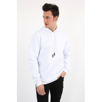 Üç İplik Şardonlu Kapşonlu Düz Erkek Günlük Sweatshirt
