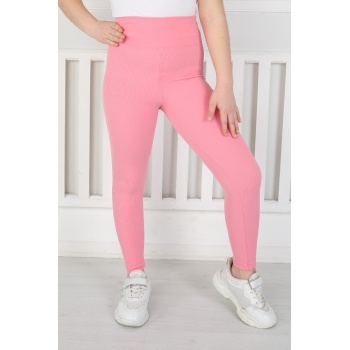 Dar Paça Birinci Kalite Fitilli Kumaş Pembe Kız Çocuk Günlük Tayt