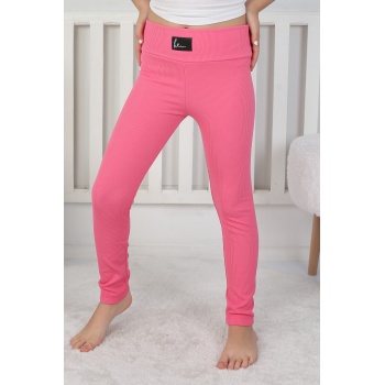 Şardonlu Fitilli Kumaş Arma Detaylı Kız Çocuk Günlük Tayt