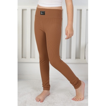 Şardonlu Fitilli Kumaş Arma Detaylı Kız Çocuk Günlük Tayt