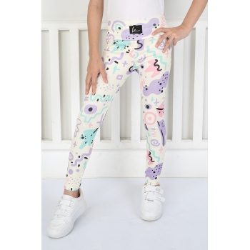 Şardonsuz Fitilli Kumaş Baskılı Kız Çocuk Günlük Tayt