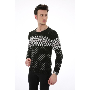 Desenli Sıfır Yaka Kışlık Erkek Günlük Triko Kazak