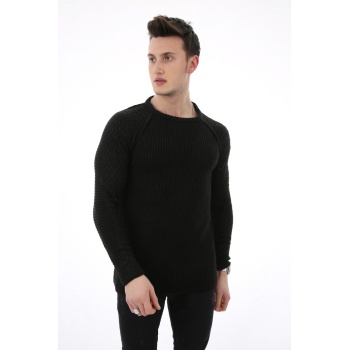 Düz Sıfır Yaka Kalın Kışlık Erkek Günlük Triko Kazak