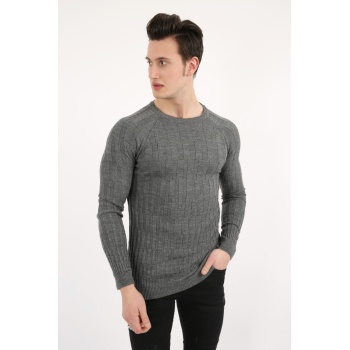 Erkek Kabartma Desenli Günlük Triko Kazak