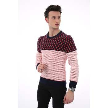 Erkek Kalp Desenli Sıfır Yaka Günlük Triko Kazak