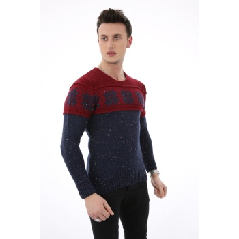 Erkek Kar Desenli Kışlık Kalın Günlük Triko Kazak