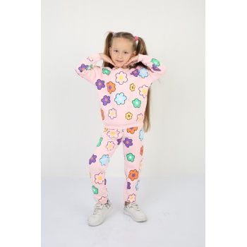 Üç İplik Şardonlu Yıldız Baskılı Kız Çocuk Günlük Takım