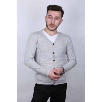 Düz Kırçıllı Düğmeli Erkek Günlük Hırka