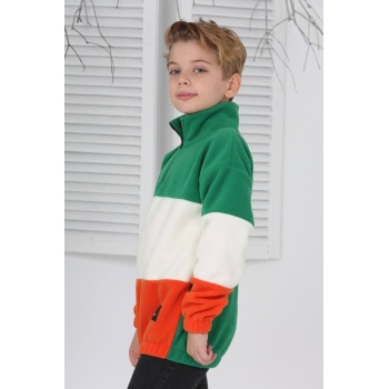 Full Polar Kumaş Yarım Fermuarlı Garnili Erkek Çocuk Günlük Sweatshirt