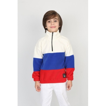 Full Polar Kumaş Yarım Fermuarlı Garnili Erkek Çocuk Günlük Sweatshirt