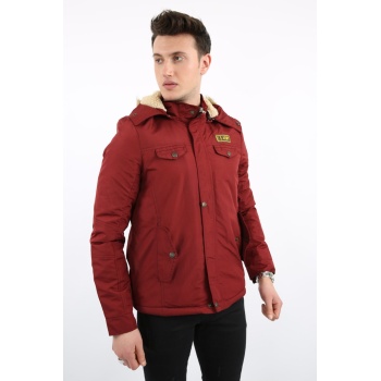 İçi Kürklü Çıkmalı Kapşonlu Yan Cepli Kalın Erkek Günlük Mont