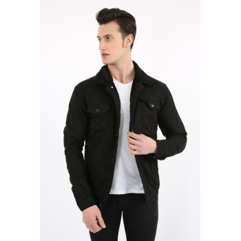 İçi Kürklü Çıtçıt Düğmeli Kalın Spor Erkek Günlük Kot Mont