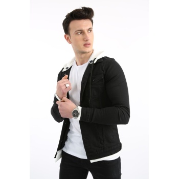 Kapüşonlu Alttan Çıkmalı Düğmeli Erkek Spor Günlük Kot Ceket