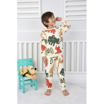 Üç İplik Şardonlu Fil Baskılı Erkek Çocuk Günlük Takım