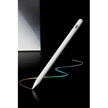 Dokunmatik Kalem Beyaz Şarjlı Yedek Uçlu Android Ve İos Uyumlu