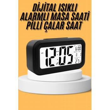 Dijital Masa Saati Takvim Çalar Saat Alarmlı Işıklı Led Ekran Pilli