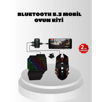 Mobil  Oyun Seti 5in1 X8 Pro Çipset Rgb Klavye Mouse Telefon Tutucu