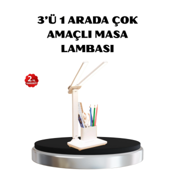 Kalemlik Ve Telefon Standlı Masa Lambası – Kısılabilir Led Işık, Göz Dostu Tasarım