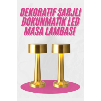 Altın Rengi Masa Ve Gece Lambası Dokunmatik Şarjlı Masa Lambası