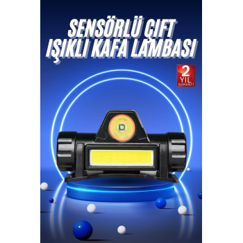 Ledli Şarjlı Kafa Lambası Led Şarjlı Su Geçirmez Kafa Feneri