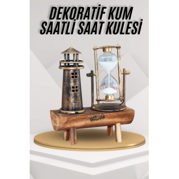 Deniz Feneri Kum Saati Ahşap Görünümlü Vintage Tarz Biblo