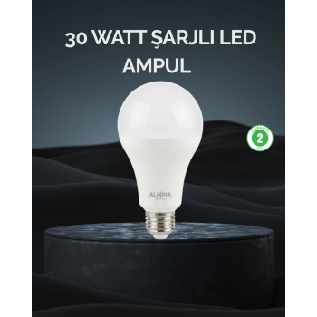 Şarjlı Led Ampul 30 Watt Soğuk Beyaz