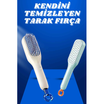 Kendi Kendini Temizleyen Otomatik Tuşlu Saç Tarağı Dolaşık Açıcı Masaj Fırçası Silikon Fırça