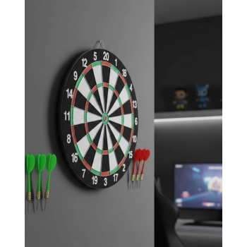 Kaliteli Ahşap Dart Tahtası 12 İnç  4 Dart Ok Seti