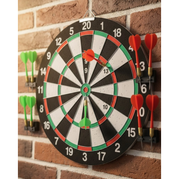 12 İnç Dart Tahtası 4 Adet Metal Uçlu Dart Oku Kolay Montajlı