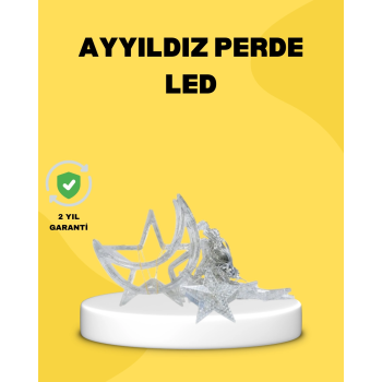 126 Led’li Yıldız Ay Perde Işık Prizden Çalışan Dekoratif Aydınlatma