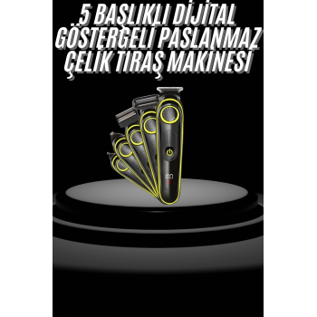 Saç Sakal Şekillendirici Tıraş Makinesi 5 Başlıklı Paslanmaz Çelik Bıçaklı Unısex
