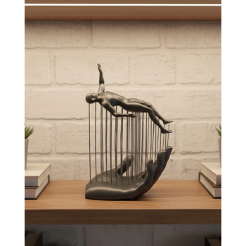 3d El Formlu İnsan Figürü Gri Soyut Tasarım Dekoratif Biblo