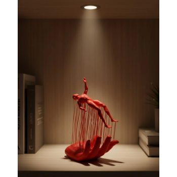 3d El Üzerinde İnsan Figürü Kırmızı Sanatsal Masa Üstü Dekor 12x18 Cm