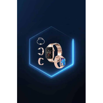 Yeni Nesil Pembe Dokunmatik Ekran Akıllı Saat Ve  Kulaklığı Kablosuz Bluetooth Kulaklık