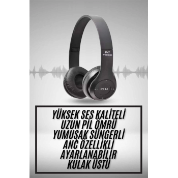 Kulak Üstü Bluetooth Kulaklık Yüksek Ses Kaliteli Ayarlanabilir