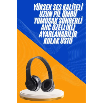 Wireless 5.0 Bluetooth Kablosuz Kulaklık Anc Özellikli Kulak Üstü Ayarlanabilir