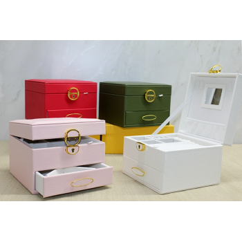 16x16 Cm Deri Kaplamalı Makyaj Ve Takı Kutusu