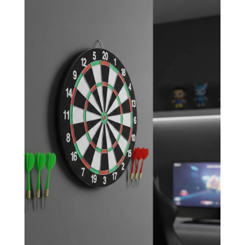 Kaliteli Ahşap Dart Tahtası 12 İnç  4 Dart Ok Seti